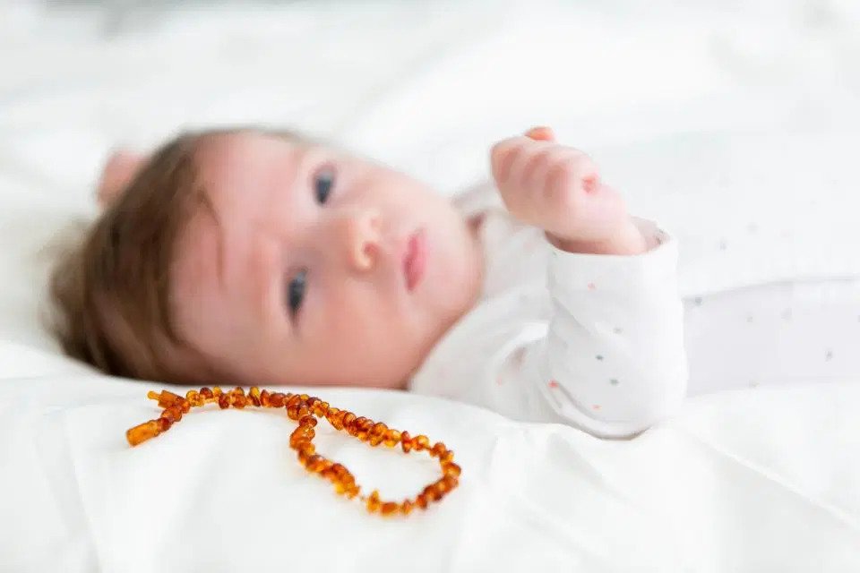 newborn amber anklet
