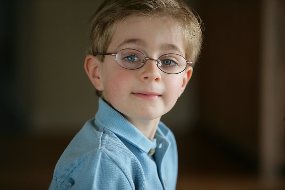 Boy wearing glasses