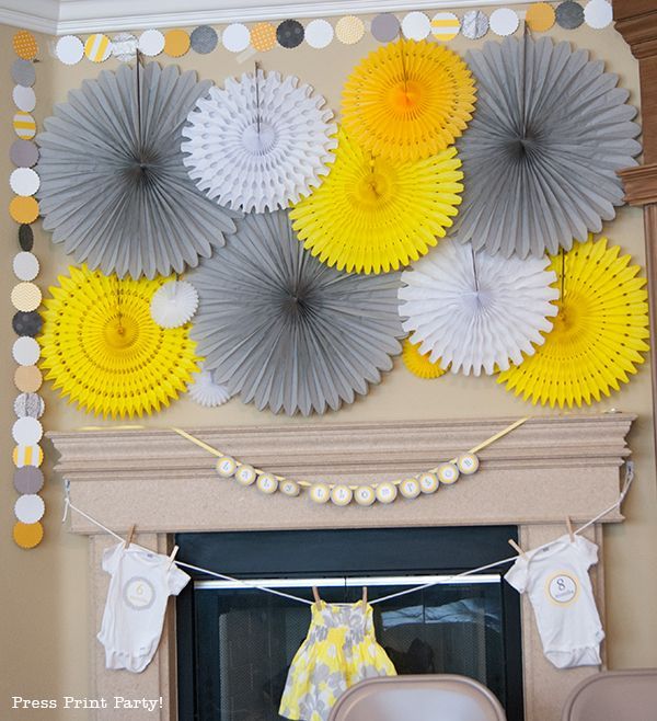 yellow grey baby shower